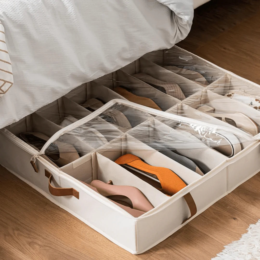 Adjustable Dust Proof Under Bed Organizer with Transparent Cover (75 cm)