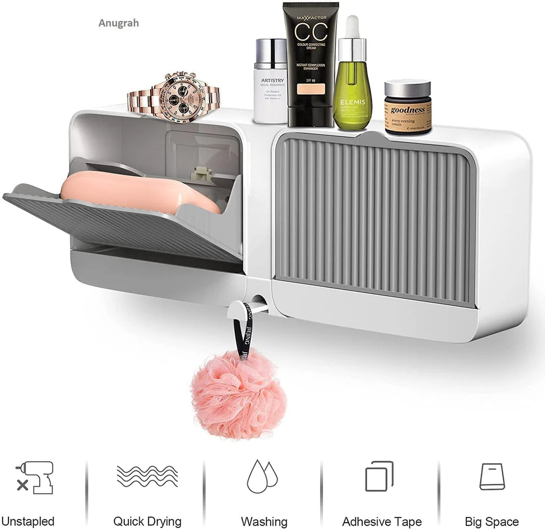 Wall Mounted Soap Box With Lid (Double Grid Design)