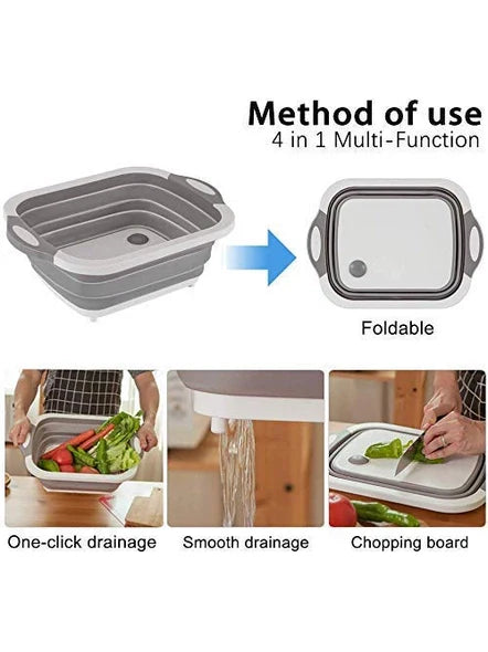 Multifunctional Veggies Washing Basket Kitchen Plastic Silicone Dish Tub