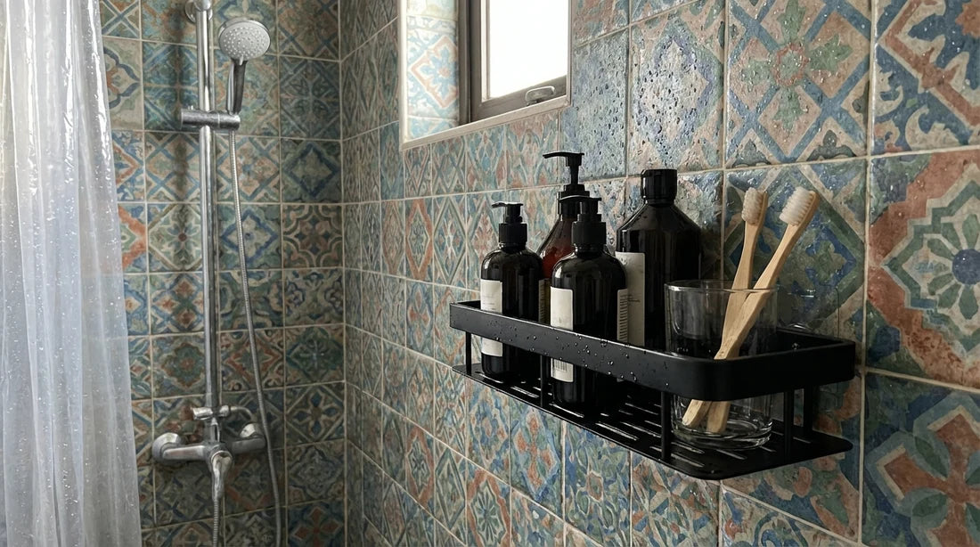 Premium Metal Home & Bathroom Wall Shelf Organiser, Black