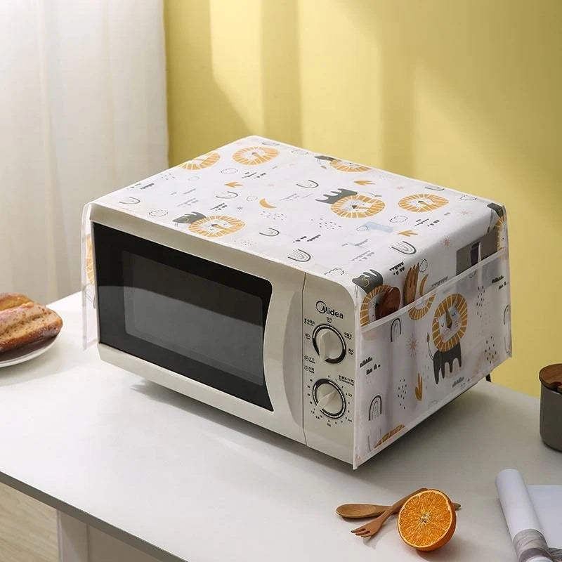 Waterproof & Dustproof Microwave Oven Cover with Side Storage Pockets