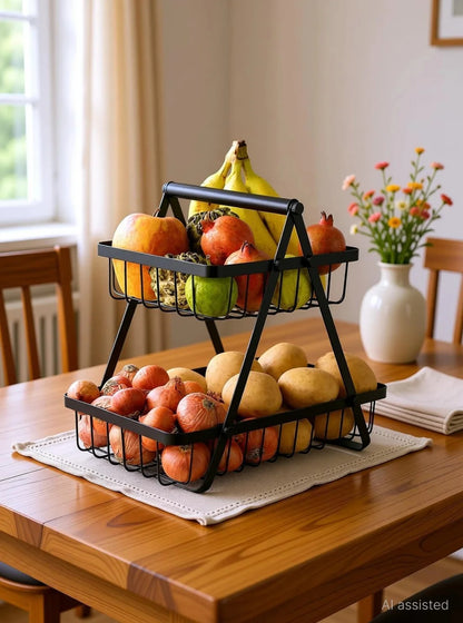 Multi-Purpose 2-Tier Storage Basket | Fruit, Vegetable & Snack Organize