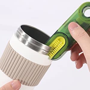 Bottle Cleaning Brush Combo- 1 long silicone brush + 1 bottle lid cleaning brush