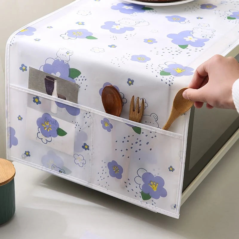 Waterproof & Dustproof Microwave Oven Cover with Side Storage Pockets