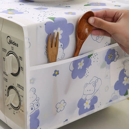 Waterproof & Dustproof Microwave Oven Cover with Side Storage Pockets
