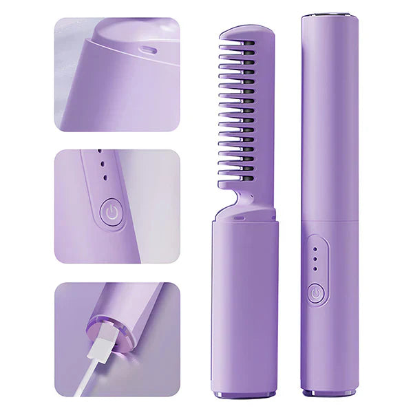 2 in 1 Rechargeable Hair Straightener + Comb