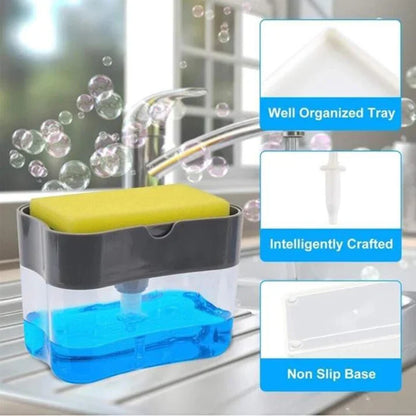 2 in 1 Smart Kitchen Liquid Soap Dispenser (450 ML)- Free Sponge With every order