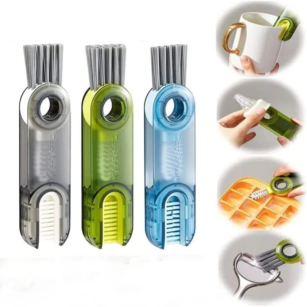 Bottle Cleaning Brush Combo- 1 long silicone brush + 1 bottle lid cleaning brush