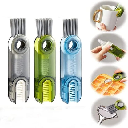 Bottle Cleaning Brush Combo- 1 long silicone brush + 1 bottle lid cleaning brush