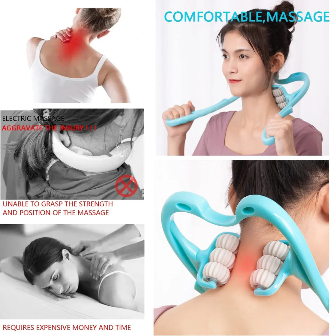 Neck Roller Massager - Suitable for Neck, Legs, Waist and Shoulder Relaxer (Multi)