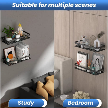 Premium Metal Home & Bathroom Wall Shelf Organiser, Black