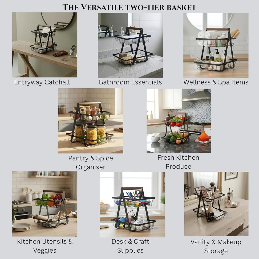 Multi-Purpose 2-Tier Storage Basket | Fruit, Vegetable & Snack Organize