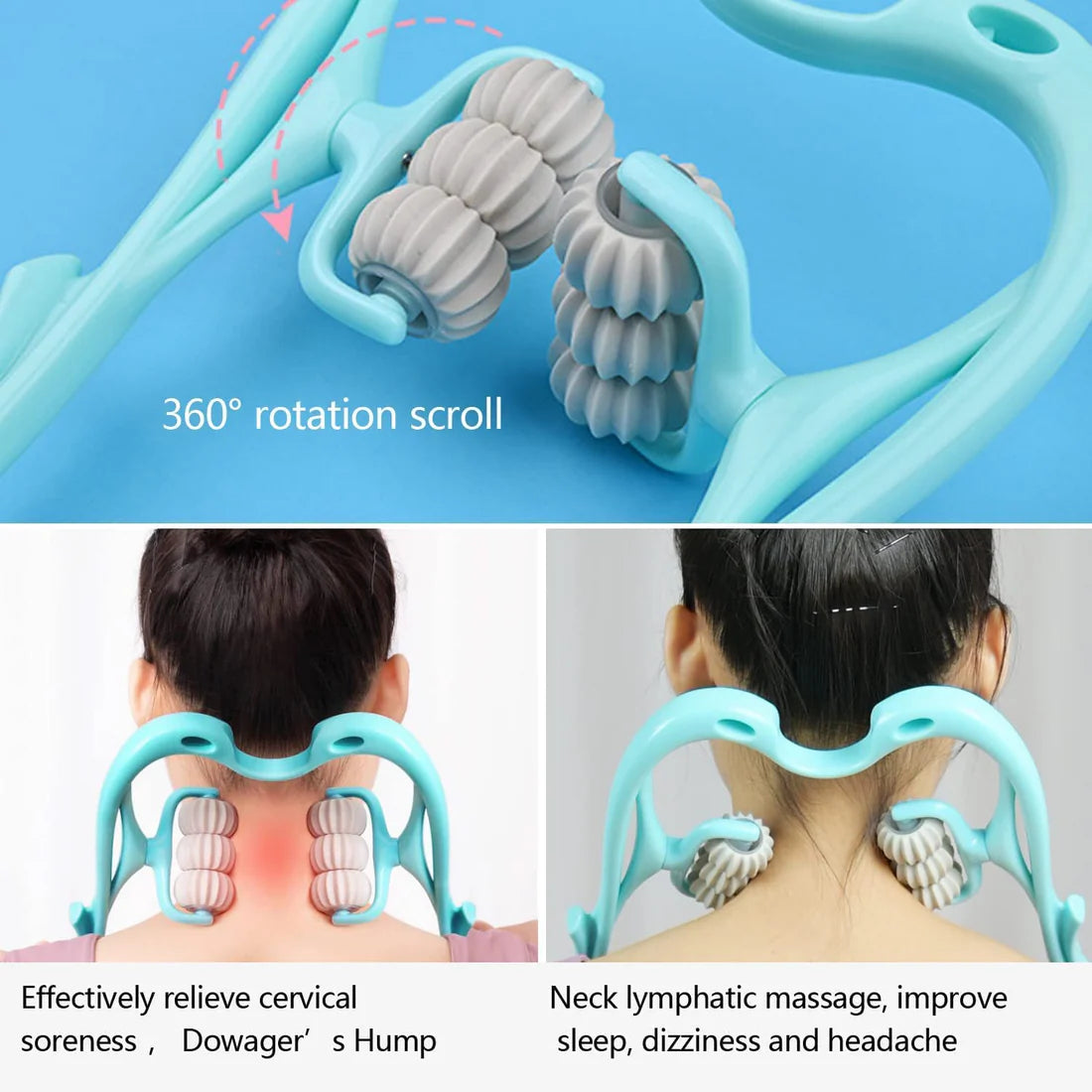 Neck Roller Massager - Suitable for Neck, Legs, Waist and Shoulder Relaxer (Multi)