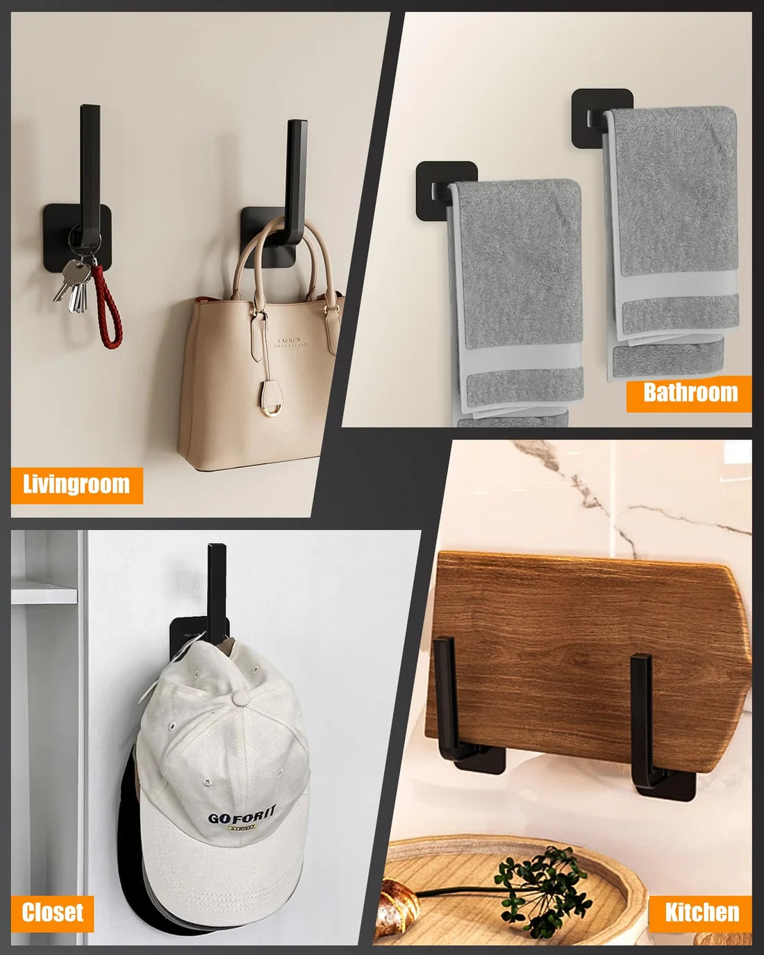 Multi-Purpose Strong Adhesive Wall Hooks for Clothes & Accessories