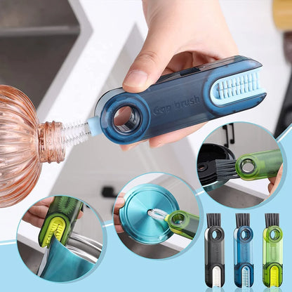 Bottle Cleaning Brush Combo- 1 long silicone brush + 1 bottle lid cleaning brush