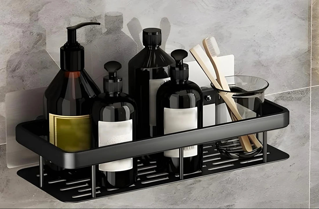 Premium Metal Home & Bathroom Wall Shelf Organiser, Black