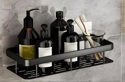 Premium Metal Home & Bathroom Wall Shelf Organiser, Black