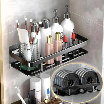 Premium Metal Home & Bathroom Wall Shelf Organiser, Black