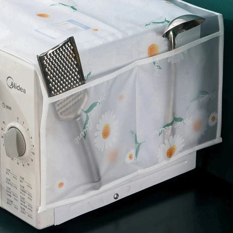 Waterproof & Dustproof Microwave Oven Cover with Side Storage Pockets