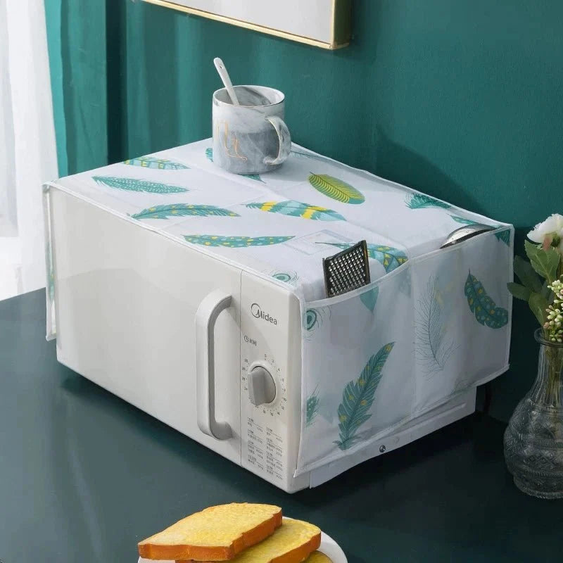 Waterproof & Dustproof Microwave Oven Cover with Side Storage Pockets