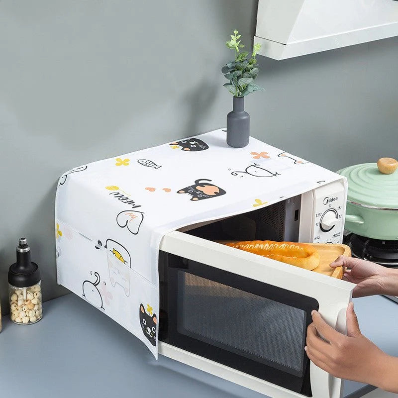 Waterproof & Dustproof Microwave Oven Cover with Side Storage Pockets