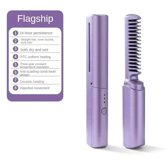2 in 1 Rechargeable Hair Straightener + Comb