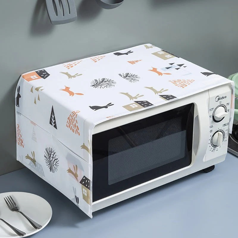 Waterproof & Dustproof Microwave Oven Cover with Side Storage Pockets