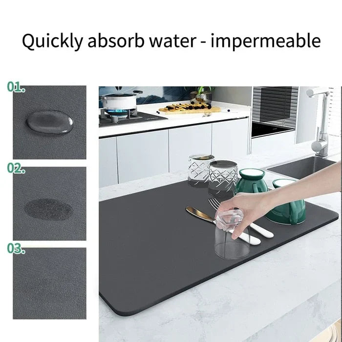 Super Absorbent Kitchen Dish Drying mat- (Big Size)(60cmx40cm)